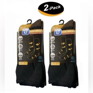 NEW 2 Pairs (2 Pack) Goldstar Heated Copper Socks Black Tog Rating 4.7 Size 9-15